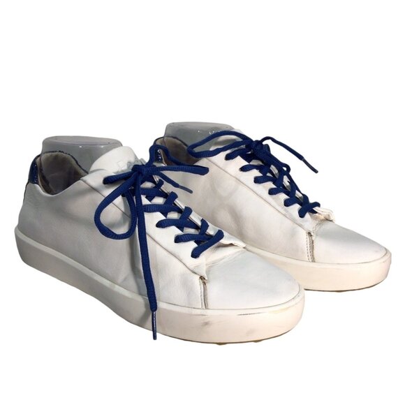 PAKIRA GOLF Diva Dundee Golf Shoes 9.5 WHT Calf Leather Navy Embossed Croc Heel - Picture 2 of 10